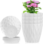 4 inch Small Plastic Nursery Pots, 5 Pack Water Ripples Plant Pots by Meowell