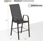 VINGLI Outdoor Bar Chairs Set of 8 – Stackable Outdoor Bar Stools - Image 3