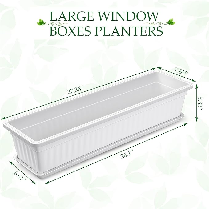 6 Packs 27 Inch Window Flower Box Extra Large Window Sill Herb Garden Long - Image 4