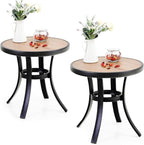 PHI VILLA Outdoor Round Side Table Set of 2, Outside All Weather Coffee Bistro by PHIVILLAThepioneerofcomfortablehouseholdsupplies