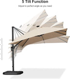 PURPLE LEAF 10 Feet Patio Umbrella Outdoor Cantilever Solar Powered LED Swivel - Image 9