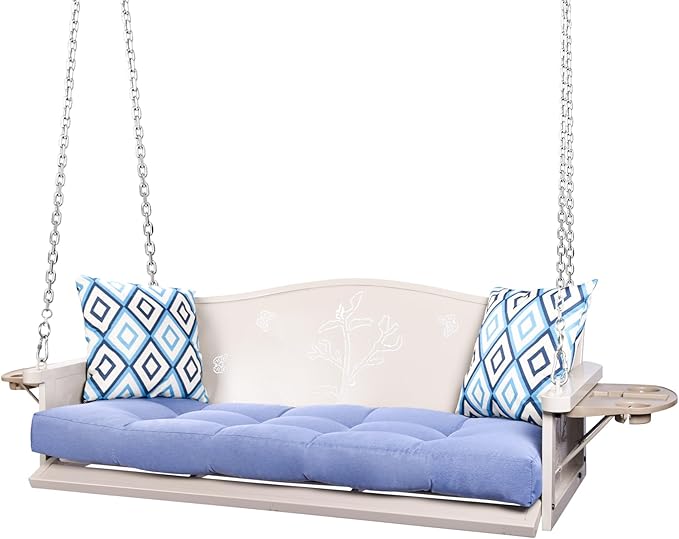 3-Seat Metal Porch Swing 900 LBS Heavy Duty Hanging Bench by zzw