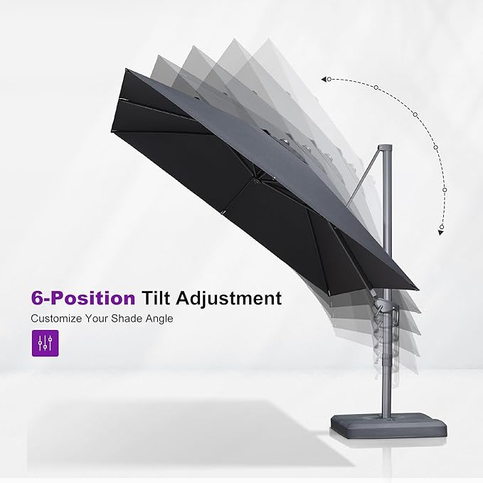 PURPLE LEAF Patio Umbrella 10' X 10' Rectangle Cantilever Umbrella Large - Image 7