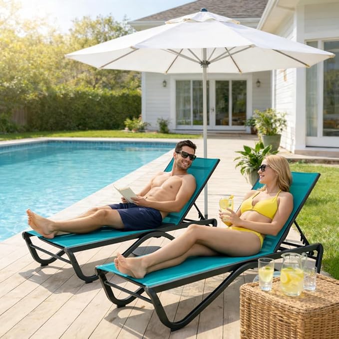 Kozyard Outdoor Chaise Lounge Chair, Full Aluminum Frame, Adjustable Reclining - Image 7