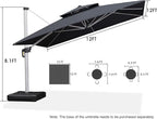 PURPLE LEAF 12 Feet Double Top Deluxe Square Patio Umbrella Offset Hanging - Image 8