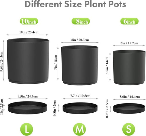 10/8/6 inch Large Deep Plant Pots - Image 2