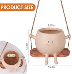 AFFLAT Smiley Face Flower Pot, Swinging Hanging Planter, Resin Smiley Face - Image 2