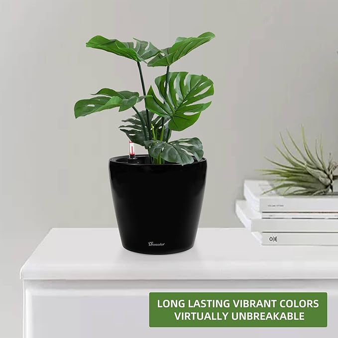 Dexceder 9x8 Inches High Gloss Self Watering Planter Indoor Outdoor, Inner Pot - Image 6
