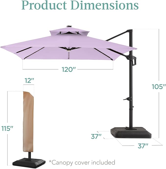 Best Choice Products 10x10ft Cantilever Patio Umbrella w/Base Included - Image 7
