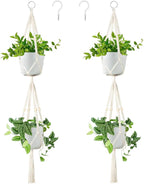 Belit 2 Pack Double Macrame Plant Hangers 2 Tier Hanging Planter Basket by Belit