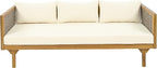 Merax 67.5" Outdoor Patio Daybed 3 Seater Sofa Bed, Acacia Wood Frame - Image 4