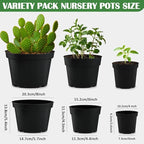 4/6/8 Inch Black Plant Nursery Pots, 15 Pack, Thickened Plastic - Image 3