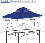 Grill Gazebo Replacement Top, 5 * 8 Outdoor BBQ Top Cover, Double Layer BBQ - Image 3