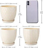 Oairse 4 inches Ceramic Planter Pots 3 Set of Small Round Flower Pots - Image 5