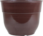 Garden Elements Indoor/Outdoor Glazed Brushed Happy Plastic Planter, Dark Brown by GardenElements