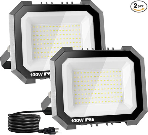 2 Pack LED Flood Lights Outdoor, 100W 10000LM Super Bright Floodlight Outside by LEDDICTIVE