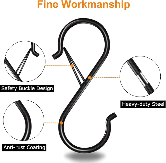 48 Pack S Hooks for Hanging, 3.5 inch Heavy Duty Metal S Hooks - Image 3