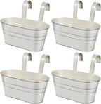 OBTANIM 4 Pack Metal Hanging Flower Pots Iron Railing Planter Outdoor Fence by OBTANIM