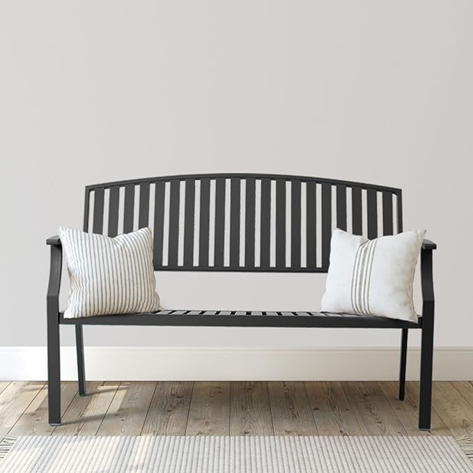 52" Outdoor Bench Weatherproof, Rust-Resistant Aluminum Metal Patio Garden Bench by Eongdn