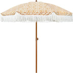 AMMSUN 7ft Patio Umbrella with Fringe Outdoor Tassel Umbrella UPF50+ Premium by AMMSUN