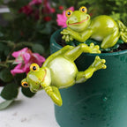 Set of 2 Funny Frog Statues Outdoor Flower Pot Hugger, Resin Hanging Frog - Image 7