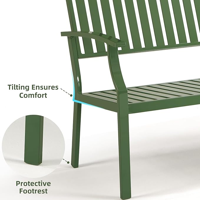 Outdoor Bench Weatherproof Aluminum Patio Garden Bench, Patio Loveseat - Image 6