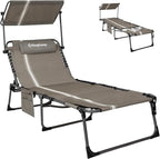 KingCamp Tanning Chair with Face Hole, Lounge Chairs Outdoor Folding Comfy by KingCamp