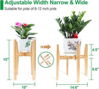 OERGKE Adjustable Plant Stand Indoor, Bamboo Mid Century Modern Plants Stands - Image 3
