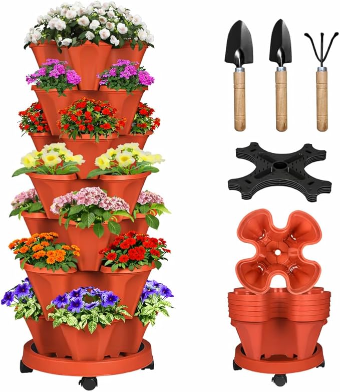 Vertical Strawberry Planter 7 Tier Stackable Tower Herb Planters Stacking by Bociks