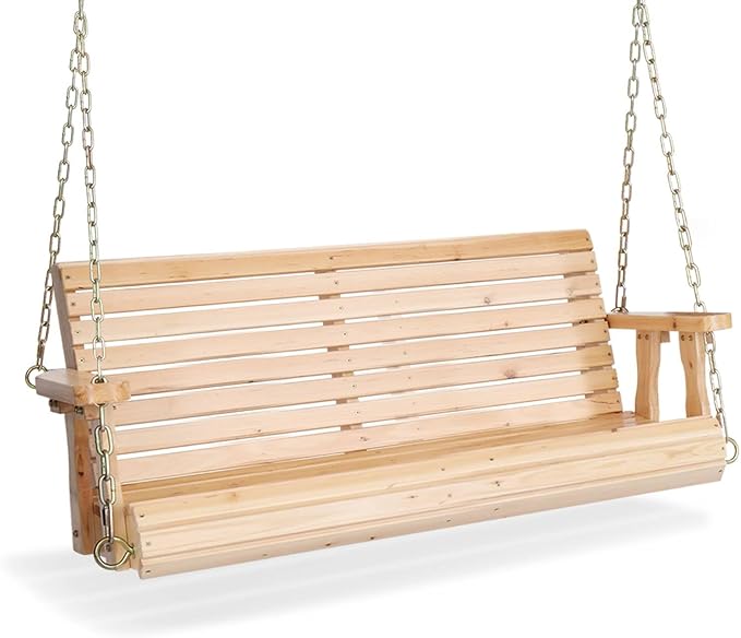 VINGLI Upgraded Patio Wooden Porch Swing by VINGLI