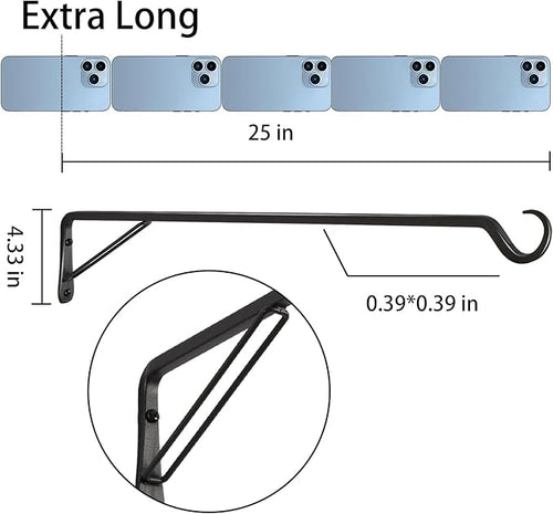 2 Pack Extra Long 25 Inch Heavy-Duty Rust-Resistant Solid Steel Plant Hangers - Image 2