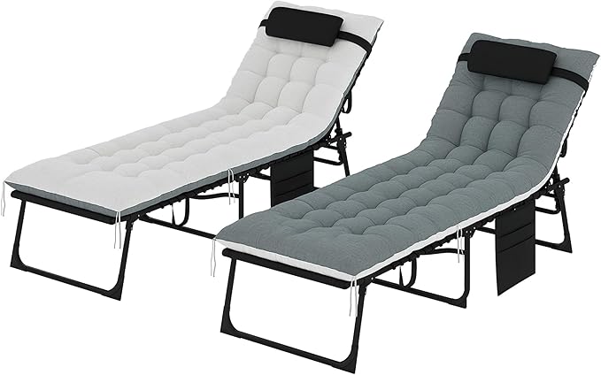 Outsunny Chaise Lounge Chair Outdoor Set of 2, 5-Position Adjustable Outdoor by Outsunny