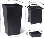 Garvee 22.5" Tall Planters Set of 2, Outdoor＆Indoor Black Planter Pots - Image 4