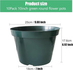 10 Pack Green Plastic Planter Pots, 10 Inch Thick - Image 2