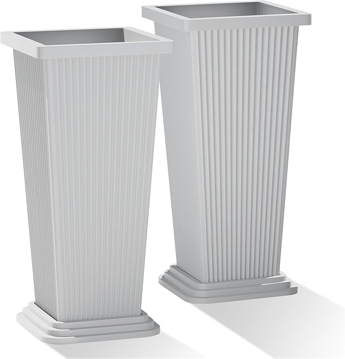 Tall Outdoor Planters Set of 2, Large Indoor Modern Planter Flower Pots by PolarcoForgeco