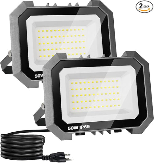 2 Pack LED Flood Lights Outdoor, 50W 5000LM Super Bright Floodlight Outside by LEDDICTIVE