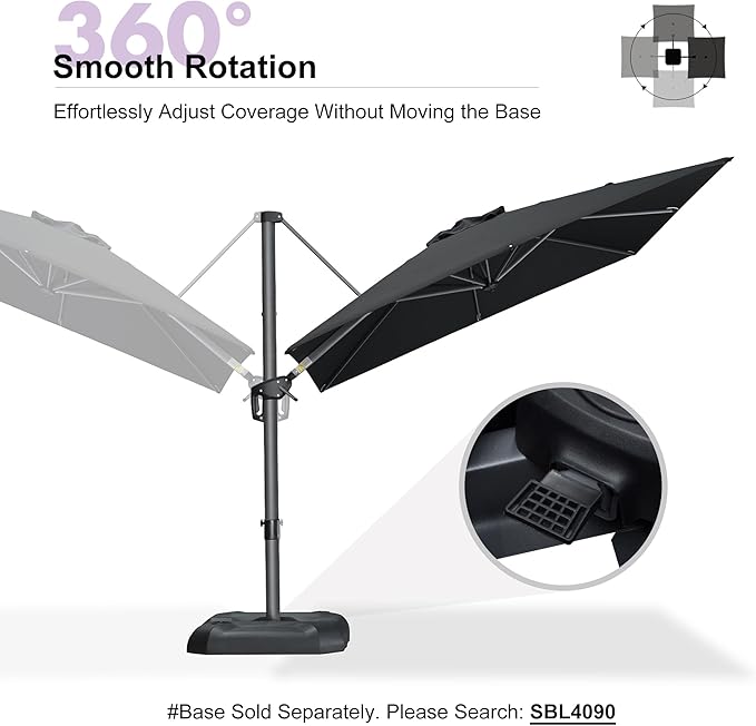PURPLE LEAF 8 Feet Patio Umbrella Outdoor Cantilever Square Umbrella Aluminum - Image 6