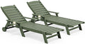 SERWALL Patio Chaise Lounge Chair Set of 2, Poly Lounge Chair by SERWALL
