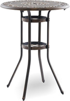 Outdoor Bar Height Table, 31.5" Round Cast Aluminum Patio Pub Table by Attliahome