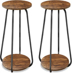 Plant Stand Indoor, 2 Tier Plant Shelf Pedestal Stand Flower Stand, Metal Wood by OugeWood