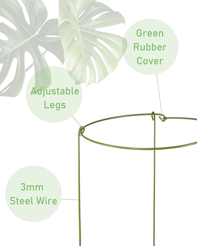 3 Pack Plant Support Stakes, Adjustable Plant Ring Cages - Image 2