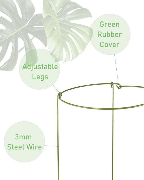 3 Pack Plant Support Stakes, Adjustable Plant Ring Cages - Image 2