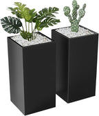 Metal Large Planter Box 15" L x 15" W x 30" H 2 Pack, Heavy Duty Tall Rectangle by Baotree
