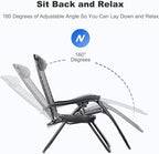Nazhura Set of 2 Relaxing Recliners Patio Chairs Adjustable Steel Mesh Zero - Image 4