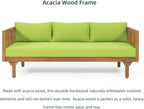 Merax Solid Acacia Wood Couch Chaise Lounge Chair Indoor, 3 Seater Daybed Sofa - Image 6