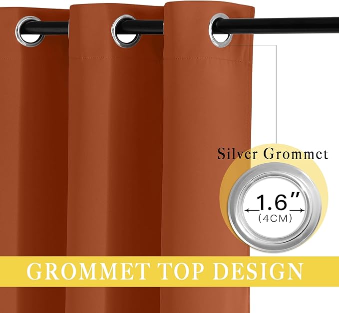 NICETOWN Blackout Burnt Orange Curtain 54 inches Long - Image 3