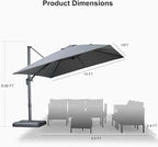 PURPLE LEAF Patio Umbrella 10' X 10' Rectangle Cantilever Umbrella Large - Image 9