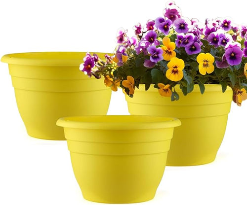 11 Inch Plant Pots Set of 3, Plastic Planters by RooTrimmer