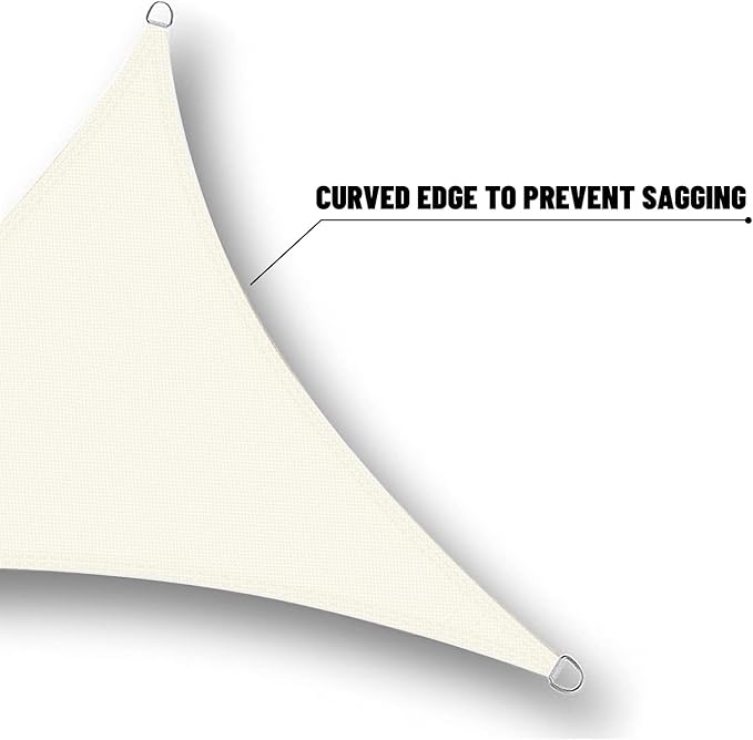 SUNNY GUARD Waterproof Sun Shade Sail 8'x11'x13.6' Cream Right Triangle UV - Image 5