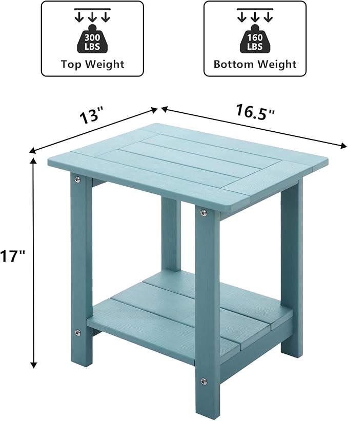 Double Adirondack Side Table Weather Resistant, Outdoor Rectangular End Table - Image 3